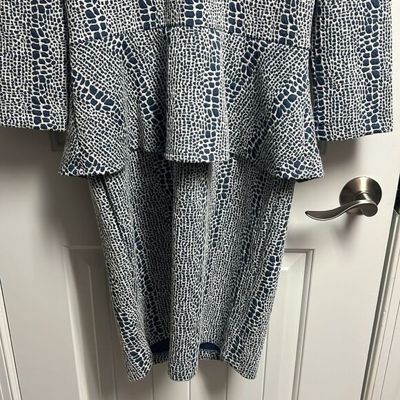 NWT TYLER BOE Women's Blue Reptile Print Long Sleeve Peplum Knit Dress Sz S - Picture 4 of 8